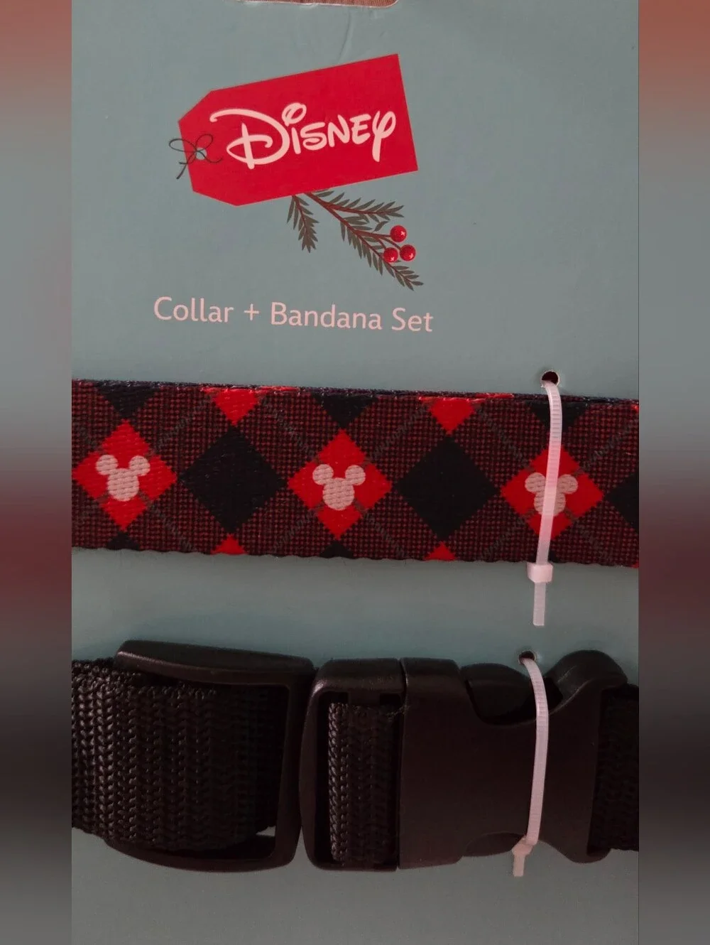 Disney Mickey Yuletide Bandana & Plaid Collar Set NIP